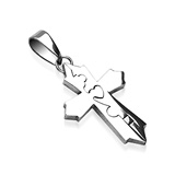 Stainless Steel Cross Puzzle Necklace with Heart Shape